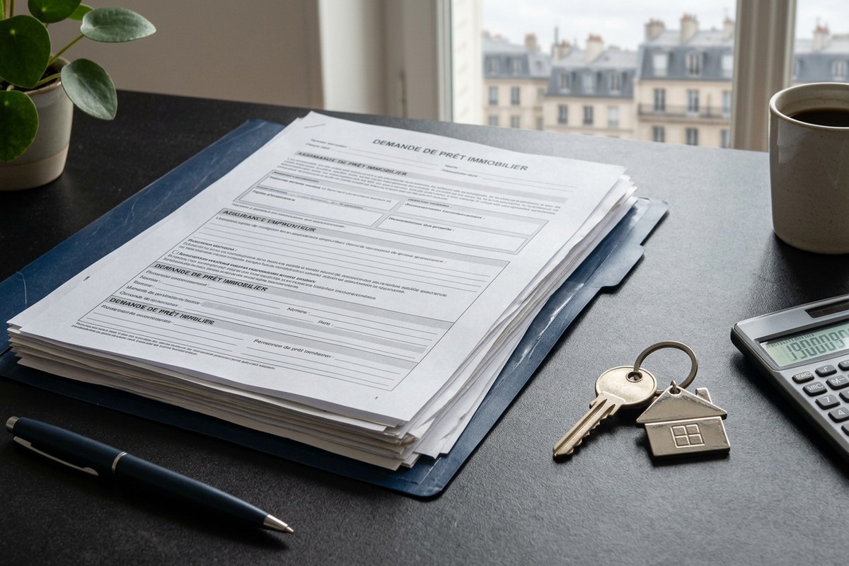 Dossier de prêt immobilier et documents d’assurance emprunteur